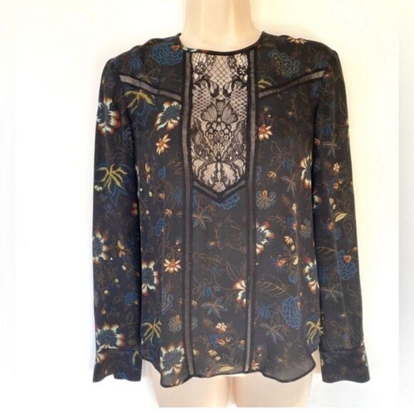 A.L.C. Noemi Silk Floral Chiffon Blouse XS 0 - Picture 6 of 9